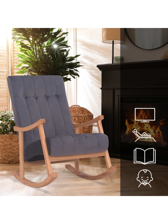 Gyngestol Saltillo fløjl, natura/grau