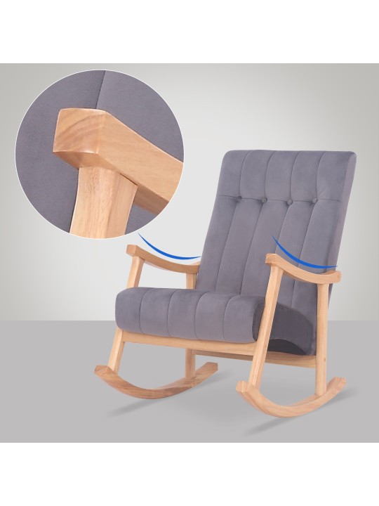 Gyngestol Saltillo fløjl, natura/grau