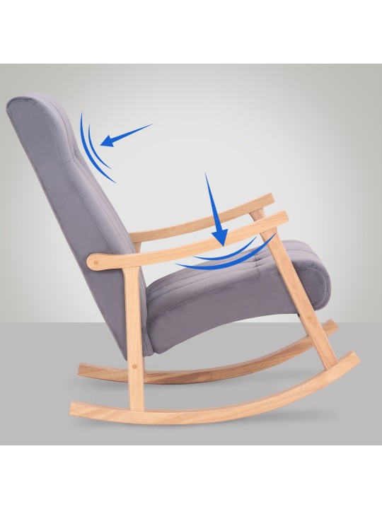 Gyngestol Saltillo fløjl, natura/grau