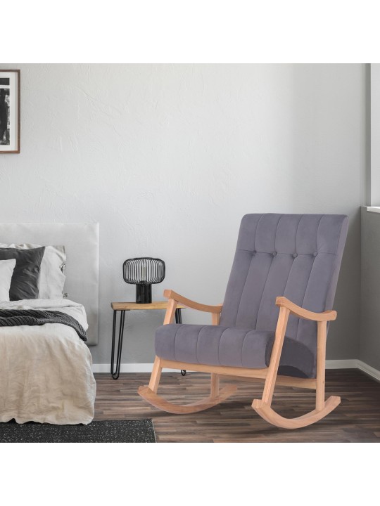 Gyngestol Saltillo fløjl, natura/grau