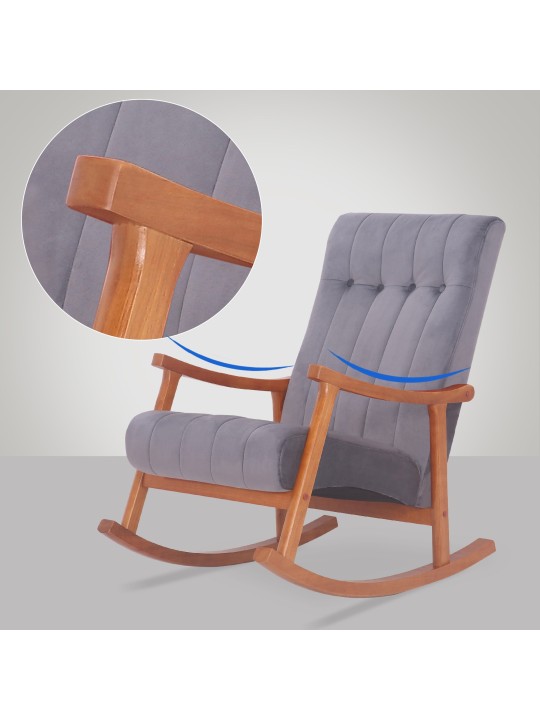 Gyngestol Saltillo fløjl, valnød/grå