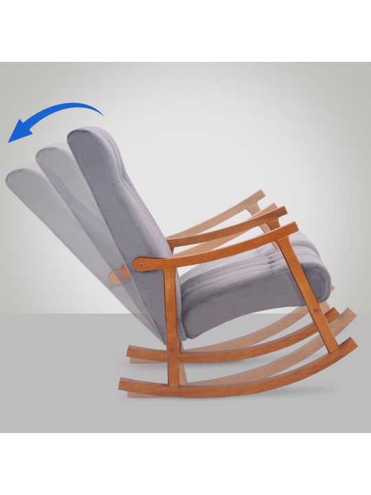 Gyngestol Saltillo fløjl, valnød/grå