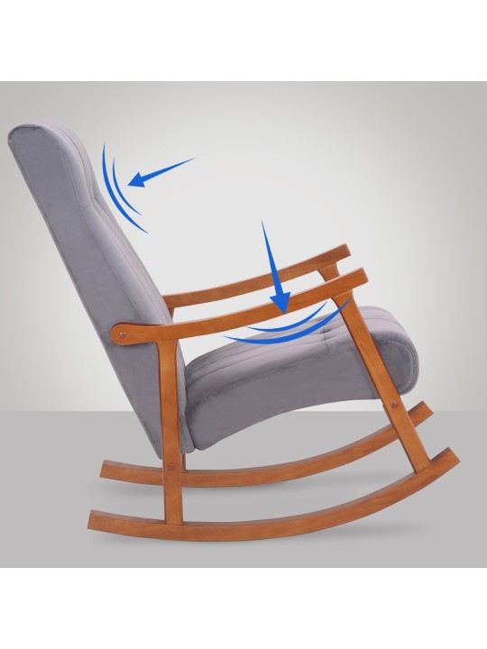 Gyngestol Saltillo fløjl, valnød/grå