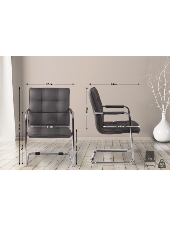 Besøgsstol Gandia imiteret læder krom, grå