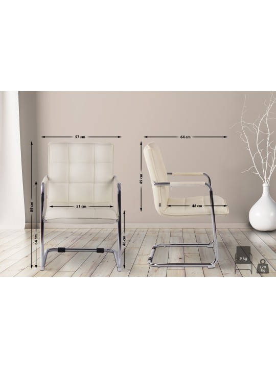 Besøgsstol Gandia imiteret læder krom, creme Besøgsstol Gandia imiteret læder krom, creme