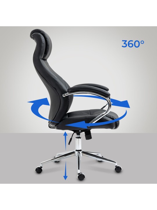 Kontorstol Salford ægte læder, sort