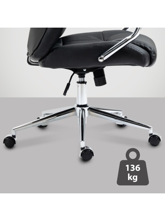 Kontorstol Salford ægte læder, sort