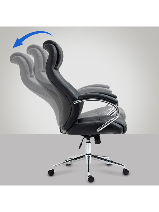 Kontorstol Salford ægte læder, sort