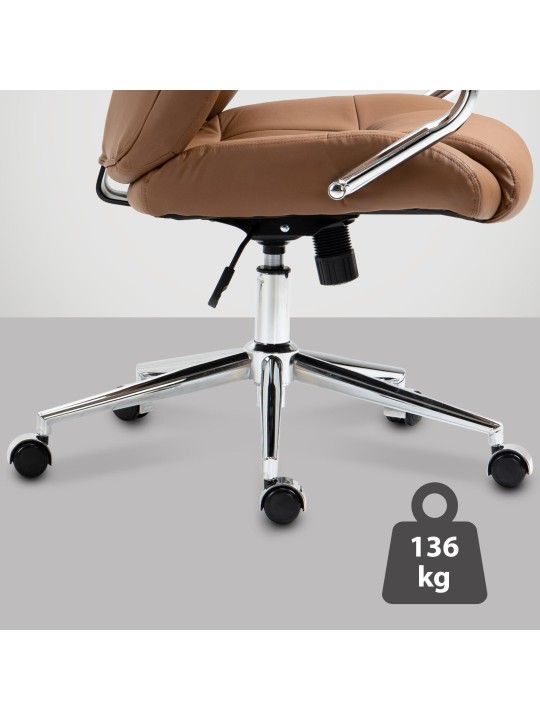 Kontorstol Salford ægte læder, lysebrun