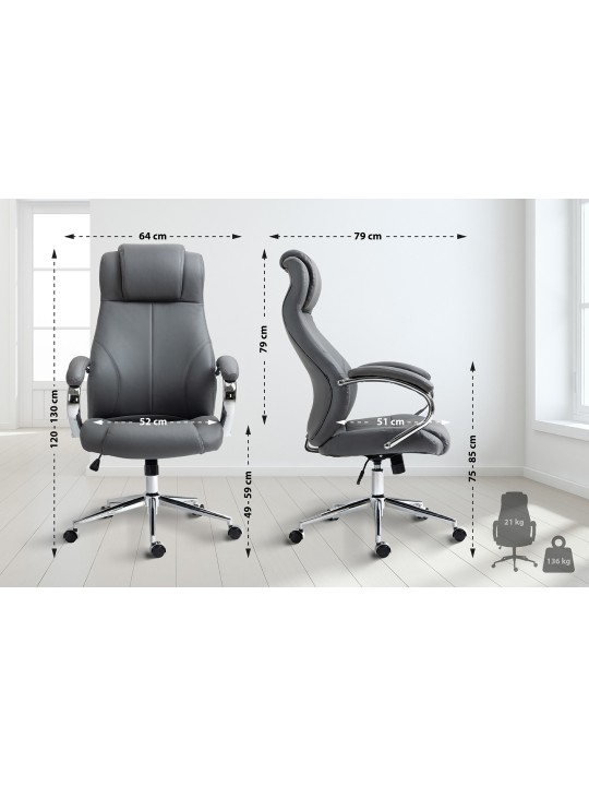 Kontorstol Salford ægte læder, grå