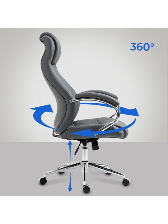 Kontorstol Salford ægte læder, grå