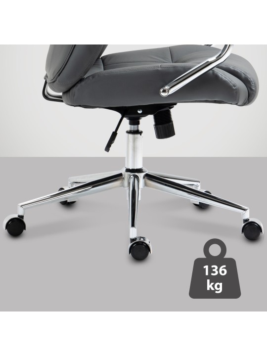 Kontorstol Salford ægte læder, grå