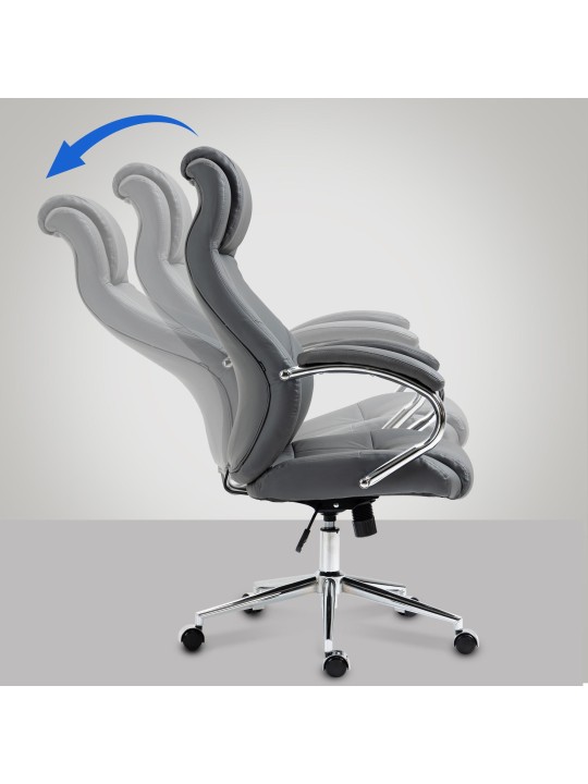 Kontorstol Salford ægte læder, grå