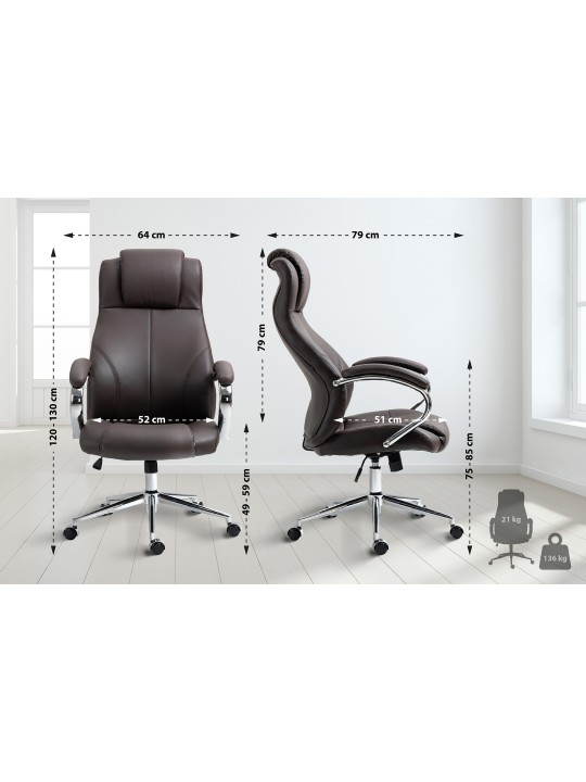 Kontorstol Salford ægte læder, brun