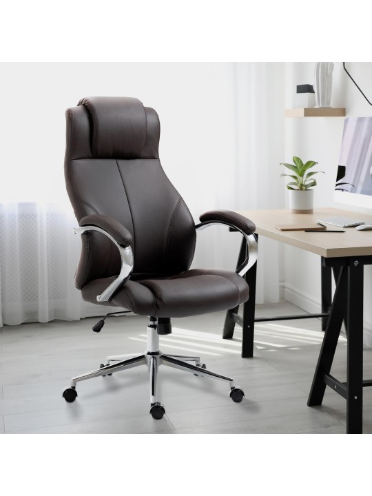 Kontorstol Salford ægte læder, brun