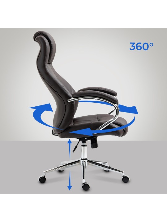 Kontorstol Salford ægte læder, brun