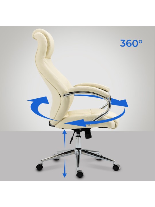 Kontorstol Salford ægte læder, creme