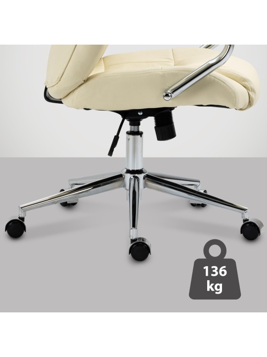 Kontorstol Salford ægte læder, creme