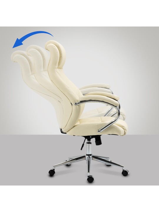 Kontorstol Salford ægte læder, creme