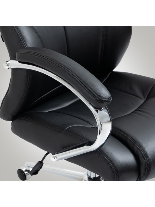 Kontorstol Salford ægte læder, sort