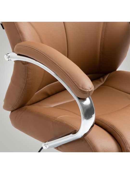 Kontorstol Salford ægte læder, lysebrun