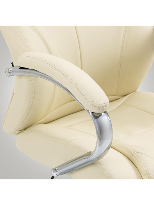 Kontorstol Salford ægte læder, creme