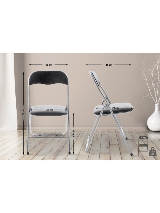 Klapstol Felix, sort/sølv