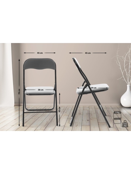 Klapstol Felix, grå/sort