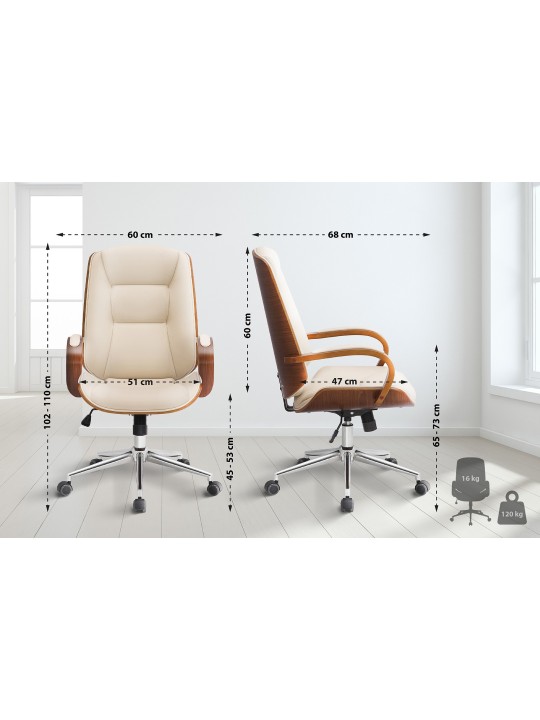 Kontorstol Yankton, valnød/creme