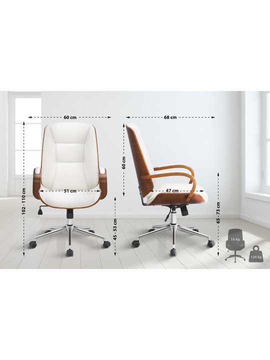 Kontorstol Yankton, valnød/hvid