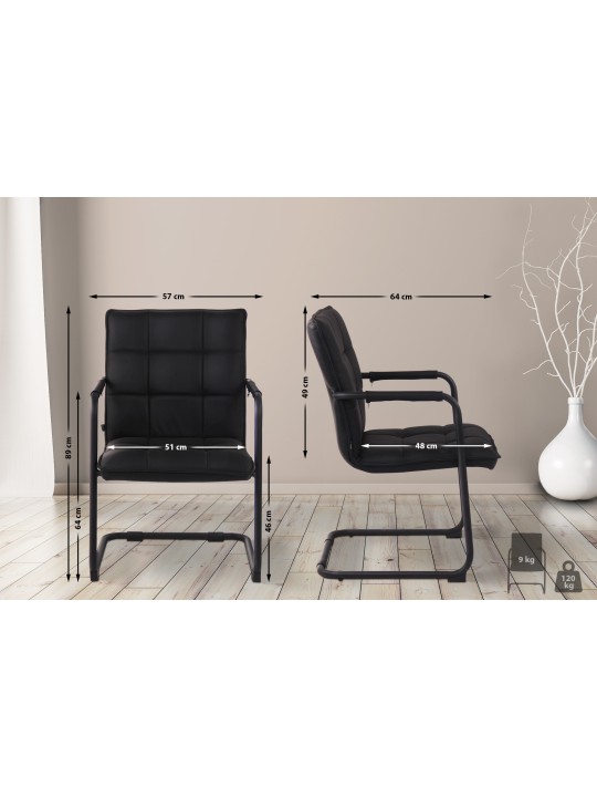 Besøgsstol Gandia ægte læder, sort Besøgsstol Gandia ægte læder, sort
