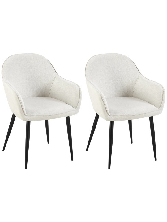 Sæt med 2 spisestuestole Boise stof, creme