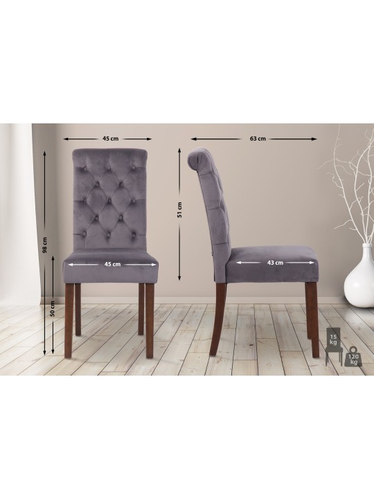 Lisburn spisestuestol i fløjl, mørkegrå Lisburn spisestuestol i fløjl, mørkegrå