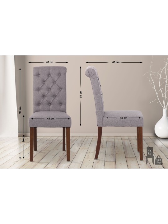 Sæt med 2 spisestuestole Lisburn Stof, grå Sæt med 2 spisestuestole Lisburn Stof, grå