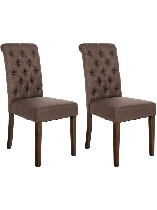 Sæt med 2 spisestuestole Lisburn Stof, brun Sæt med 2 spisestuestole Lisburn Stof, brun