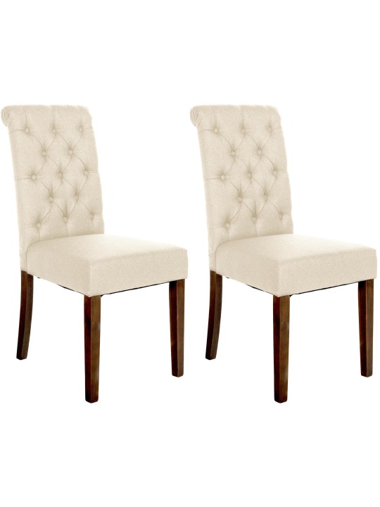 Sæt med 2 spisestuestole Lisburn Stof, creme Sæt med 2 spisestuestole Lisburn Stof, creme