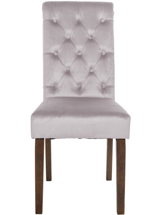 Sæt med 2 spisestuestole Lisburn velvet, grå