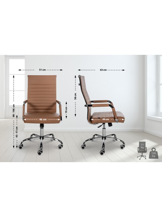 Kontorstol Amadora imiteret læder, lysebrun