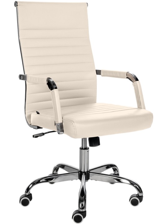 Kontorstol Amadora imiteret læder, creme