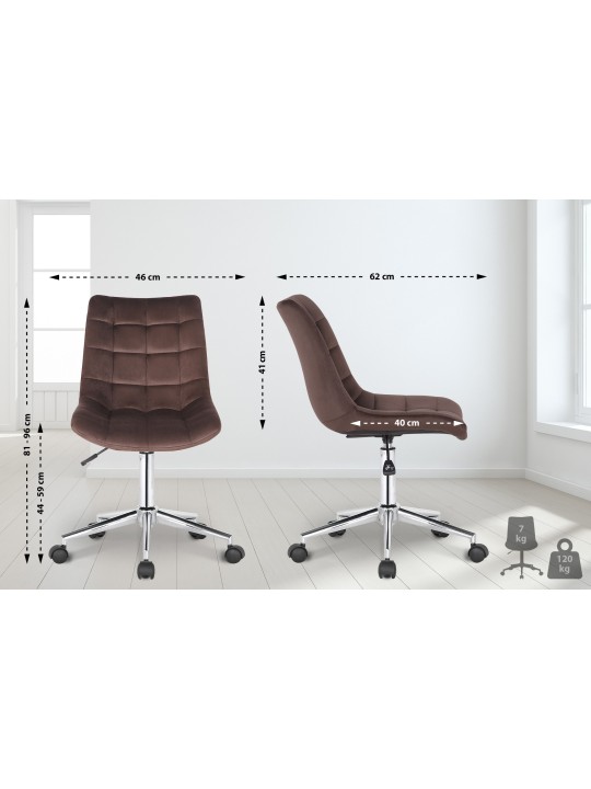 Kontorstol Medford fløjl, brun