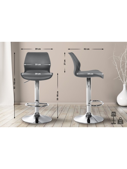 Barstol Gilbert plast, grå Barstol Gilbert plast, grå