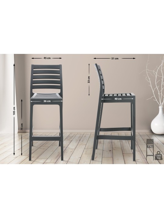 Barstol Ares, mørkegrå Barstol Ares, mørkegrå
