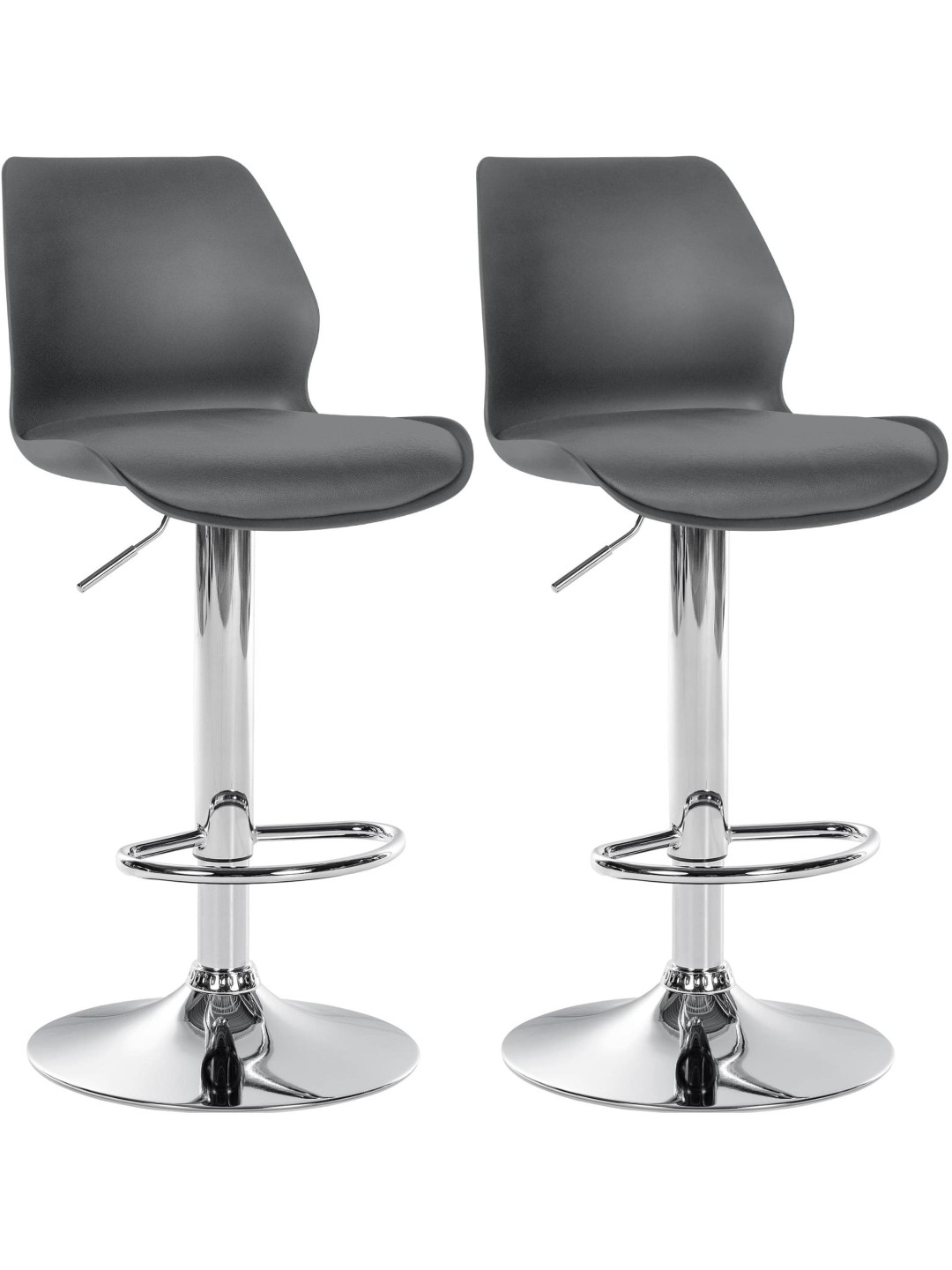 Sæt med 2 barstole Gilbert plastic, grå