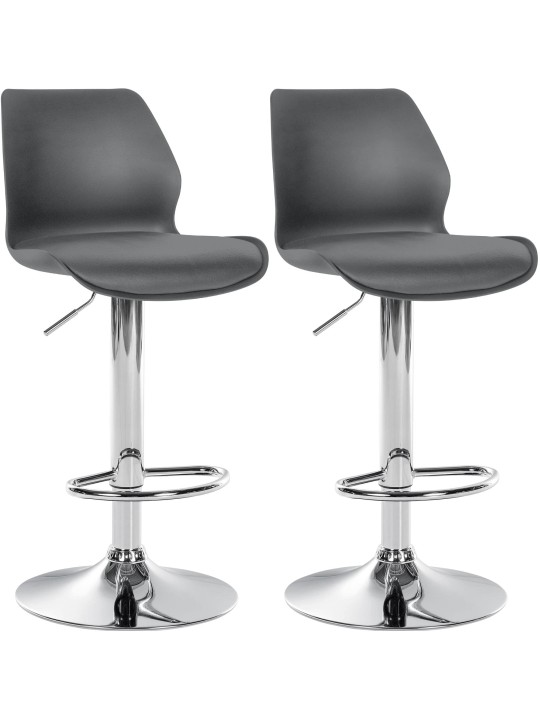 Sæt med 2 barstole Gilbert plastic, grå