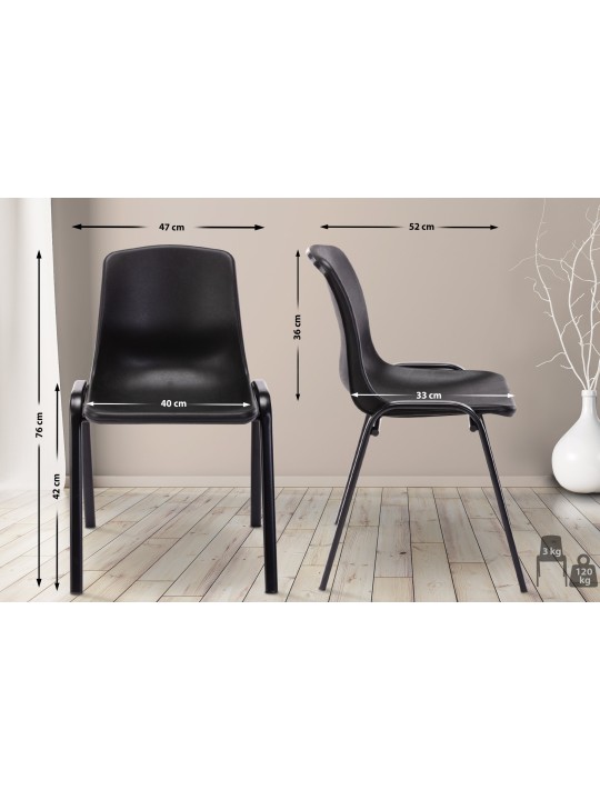 Stabelstol Nowra plast, sort
