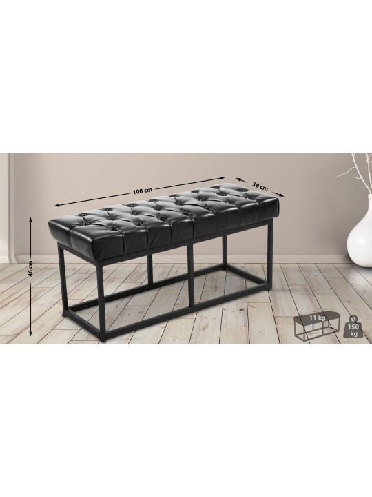 Bænk Amun kunstlæder B100, sort