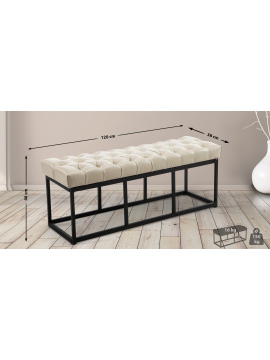 Bænk Amun kunstlæder B120, creme