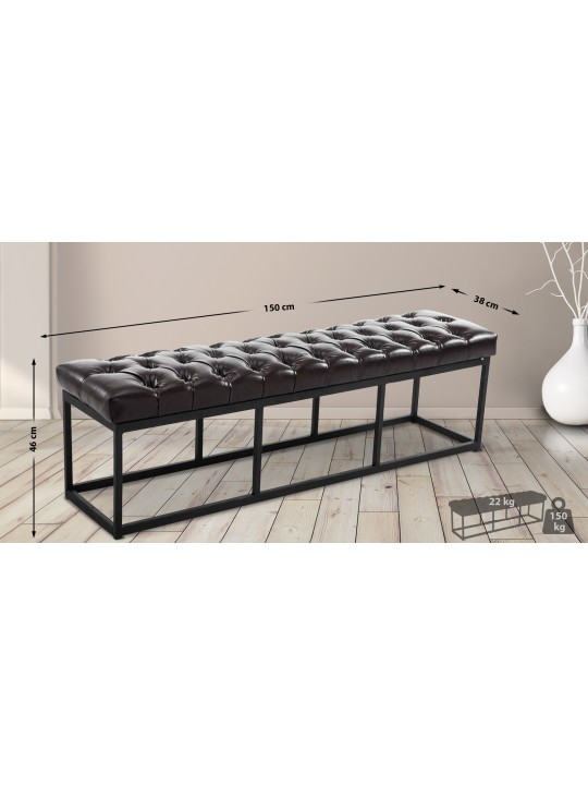 Bænk Amun kunstlæder B150, brun