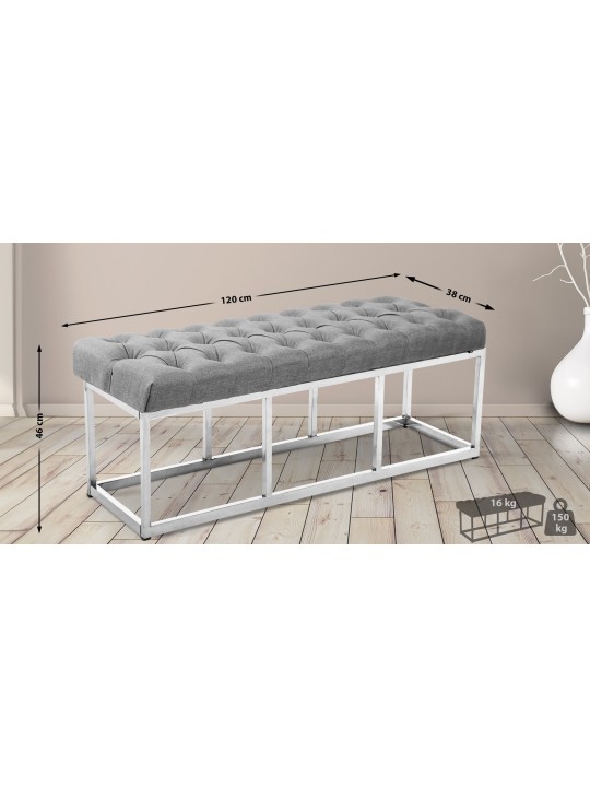 Bænk Amun stof E120, grå