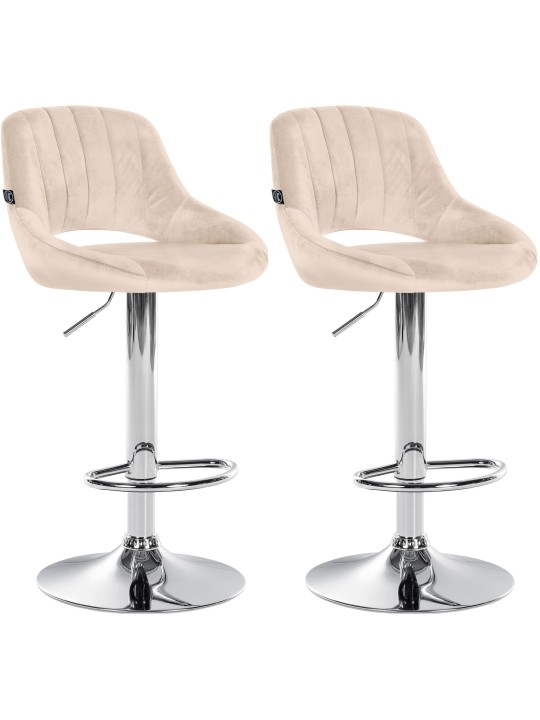 Sæt med 2 barstole Milet velvet C, creme
